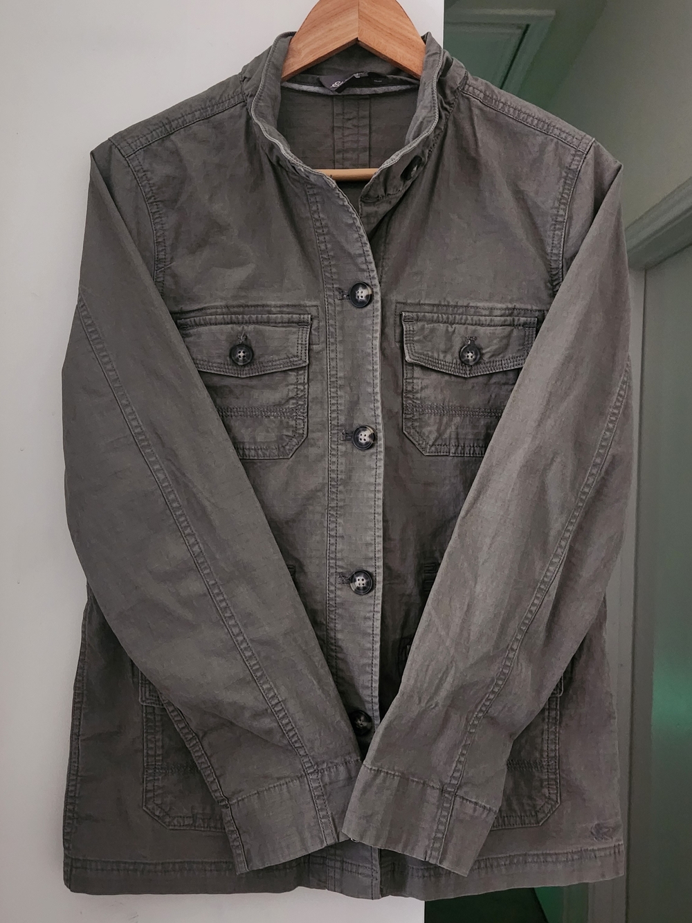 Eddie Bauer Blazer Jacket Womens Sm Green Tailored Classic Utility Prep Military